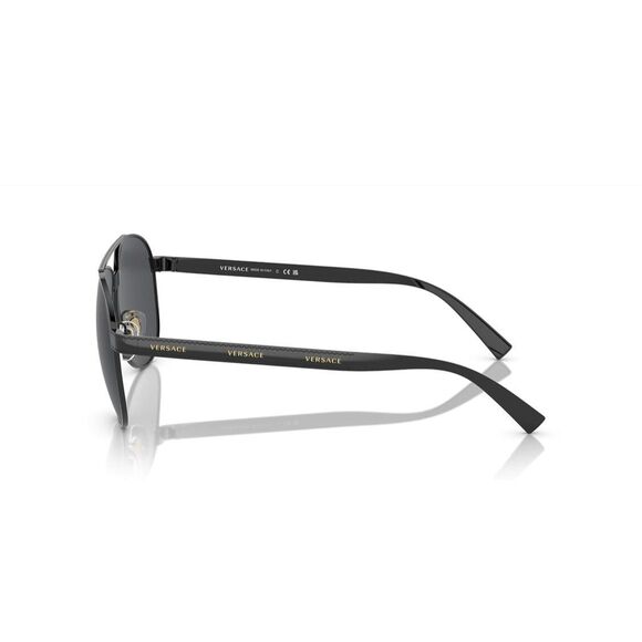 Versace Unisex Men Women Aviator Sunglasses Black Frame, Dark Grey Lens. No case main image 4